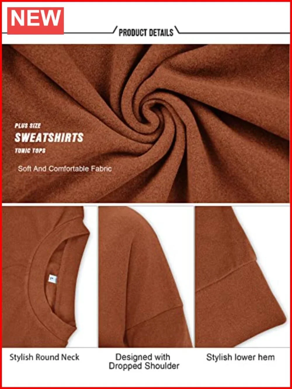 Plus Size Sweatshirt Women Oversized Tunic Crewneck Pullover Long Sleeve